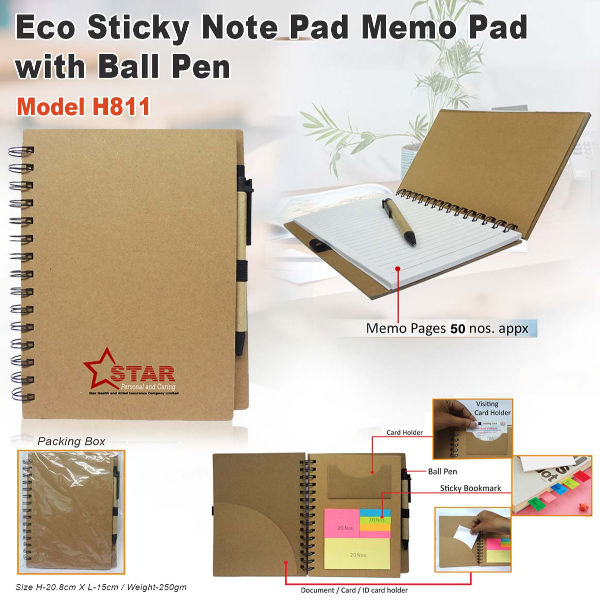 Eco Sticky Pad-Memo Pad With Pen