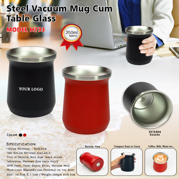 Vacuum Mug Cum Table Glass