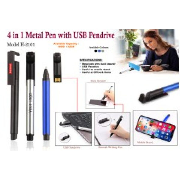 4 In 1 Metal Ball Pen With USB
